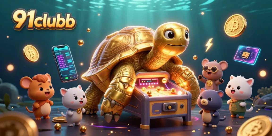 Experience the thrill of gaming with 91clubb in this vibrant 3D casino-themed illustration.