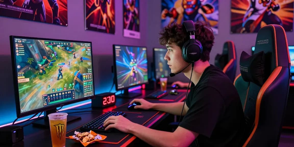 rokok88 gaming session with intense focus and dynamic atmosphere, highlighting online gaming lifestyle