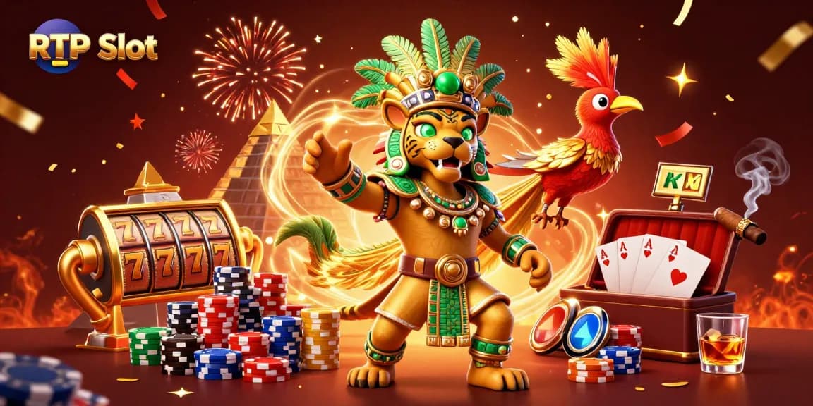 Experience thrilling gameplay with RTP Slot in a vibrant 3D casino scene featuring legendary characters.
