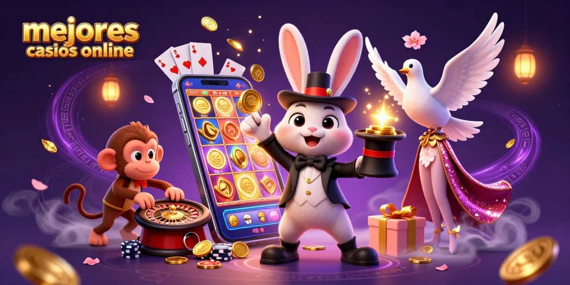 Disfruta de los mejores casinos online con un conejo mago, una paloma brillante y un mono travieso.