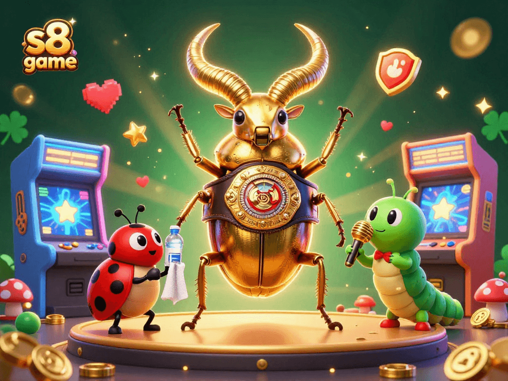 Engage with the s8 game in an epic showdown featuring a champion beetle and arcade elements.
