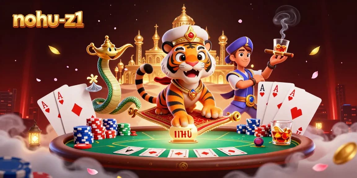 Engage with nohu-z1 and join the vibrant casino scene featuring a tiger sultan and poker elements.