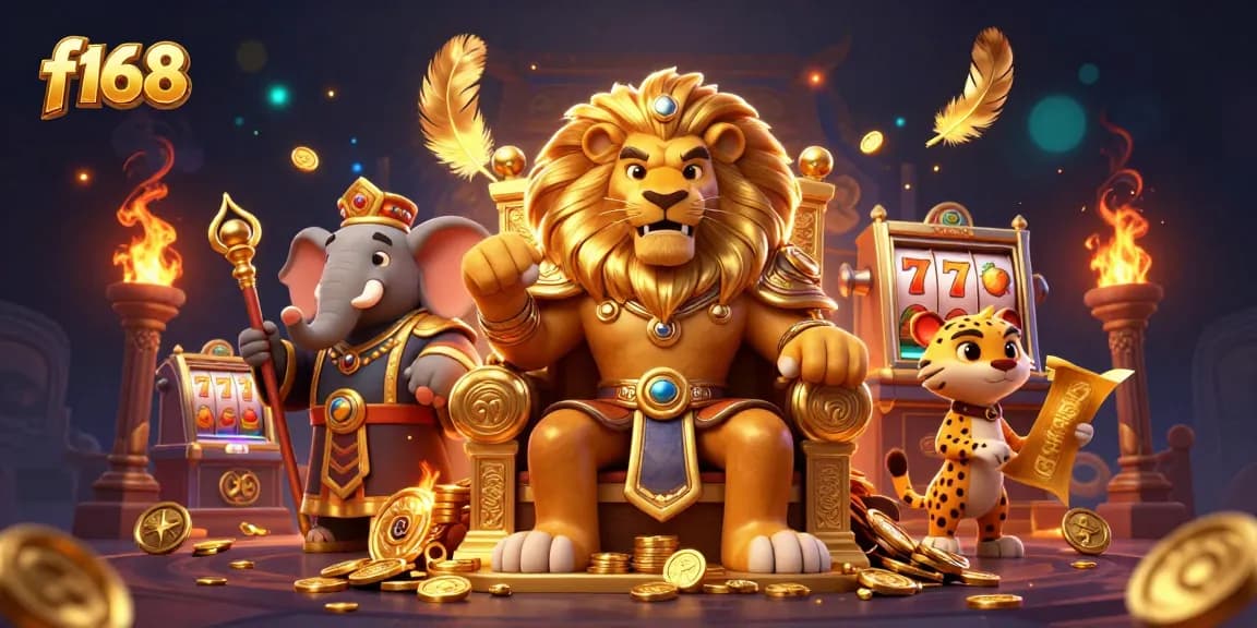 Engage in thrilling gameplay at f168 with vibrant symbols and a fantasy atmosphere in this 3D illustration.