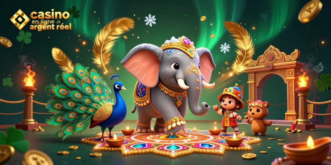Jouez sur un casino en ligne argent réel avec des personnages colorés, des lumières et des éléments de jeu dynamique.
