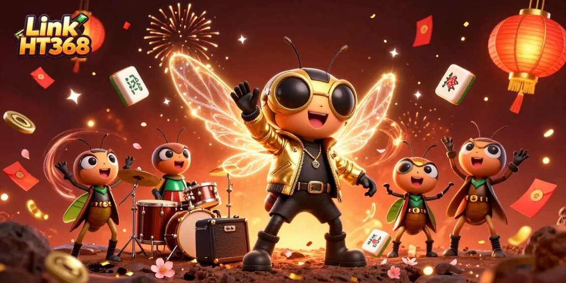 Experience the excitement of Link HT368 with a vibrant 3D cartoon rock star scene buzzing with celebratory elements.