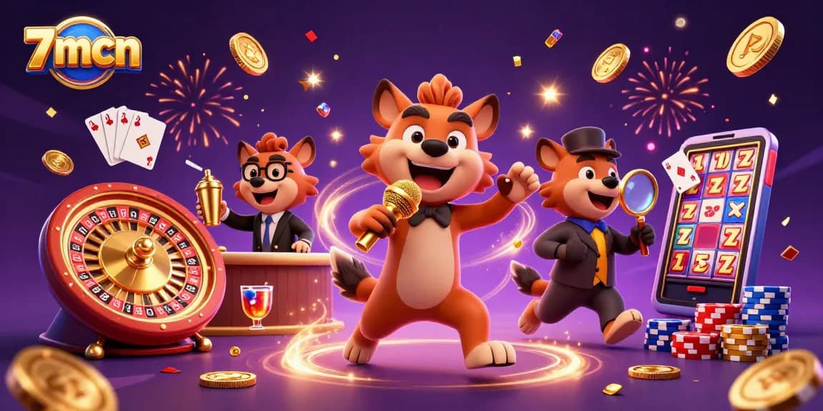 Experience the vibrant 7mcn comedy casino club featuring animated hyenas, games, and excitement.