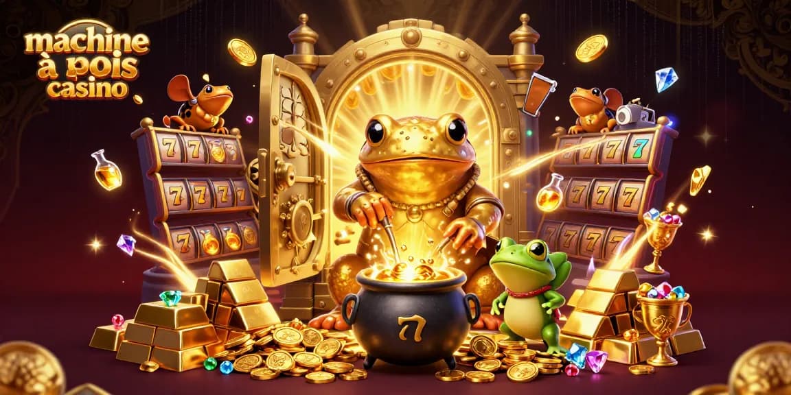Jouer à machine à sous casino avec une ambiance animée et des personnages colorés entourés de trésors.