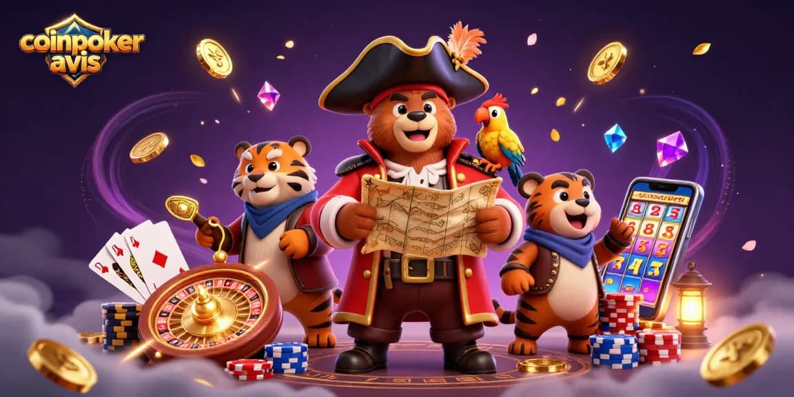 coinpoker avis : vivez l'excitation des jeux de casino avec un ours pirate et un tigre