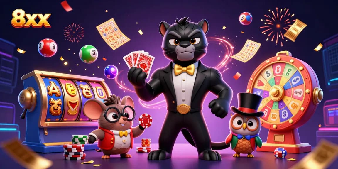 Join the action in 8xx with a stylish panther dealer and captivating casino elements.