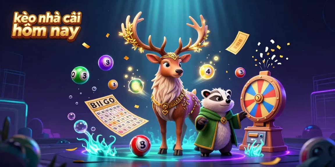 Kèo nhà cái hôm nay illustrated with vibrant lottery elements enhancing the gambling atmosphere.