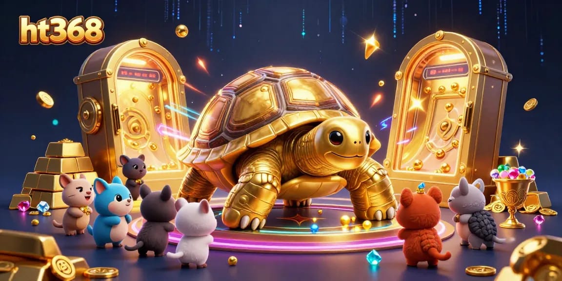 Experience the thrill of gaming with ht368 at this vibrant casino scene featuring a pinball tortoise.