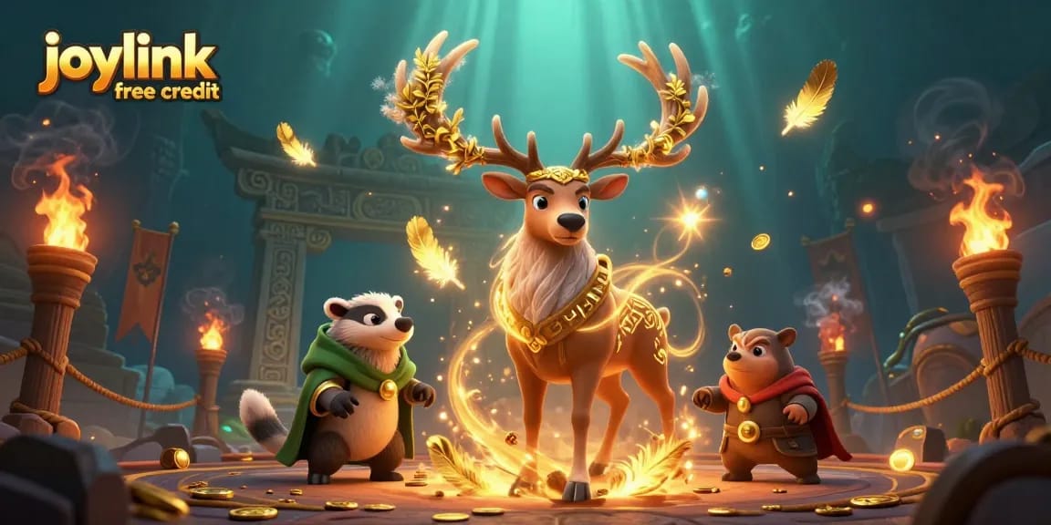 Join the excitement with joylink free credit in this vibrant casino scene featuring unique characters and dynamic elements.