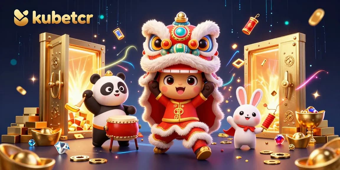 Join the excitement at kubetcr with a colorful Chinese lion dance in a dazzling casino setting.