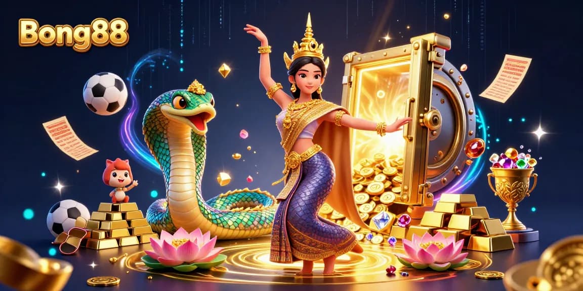 Experience sports betting thrills and excitement at Bong88 with a vibrant gambling scene illustration.