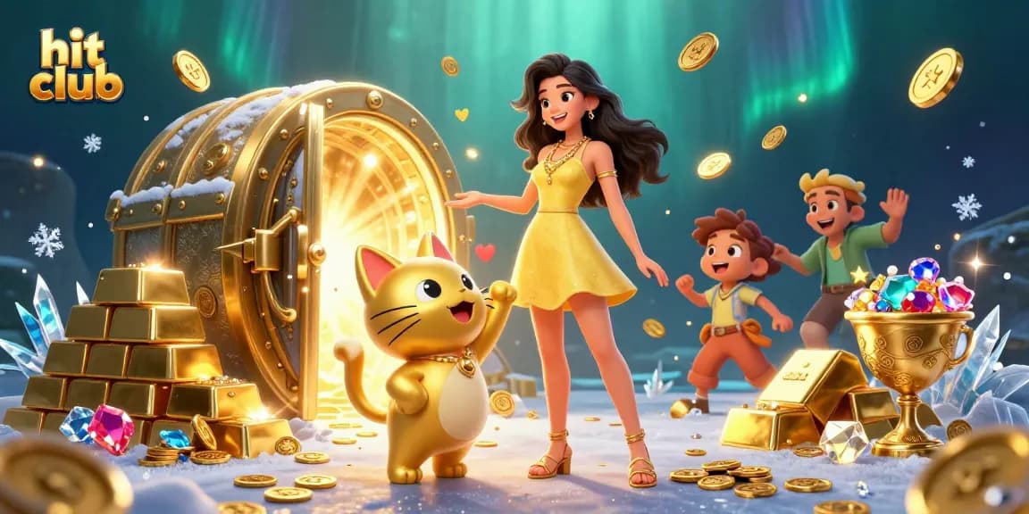 Join the excitement at hit club for thrilling wins and jackpot adventures in this vibrant casino illustration.