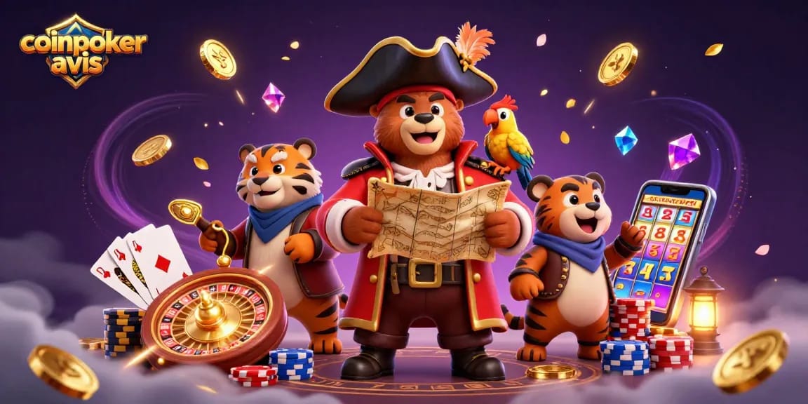 coinpoker avis : vivez l'excitation des jeux de casino avec un ours pirate et un tigre