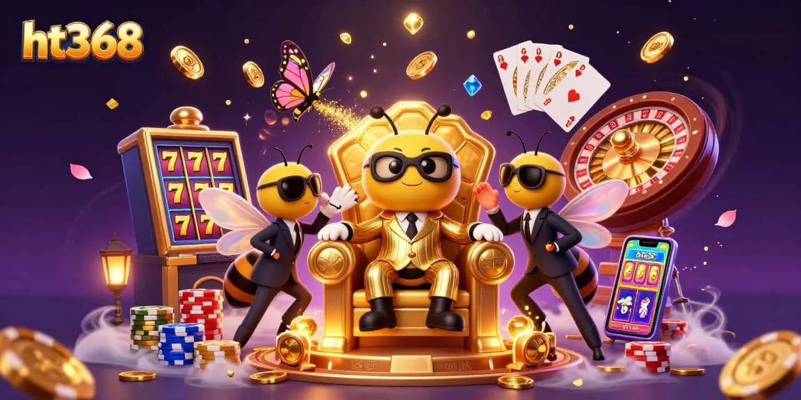 ht368 spins the reels to unleash winning moments in this vibrant casino-themed illustration.