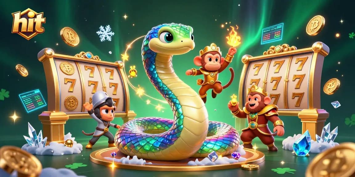 Hit your jackpot with the vibrant scene featuring the playful monkey king and spectacular rainbow serpent.