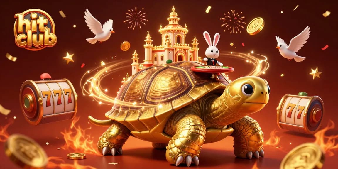 Experience the thrill of hit club gaming with a vibrant golden tortoise casino illustration full of excitement.