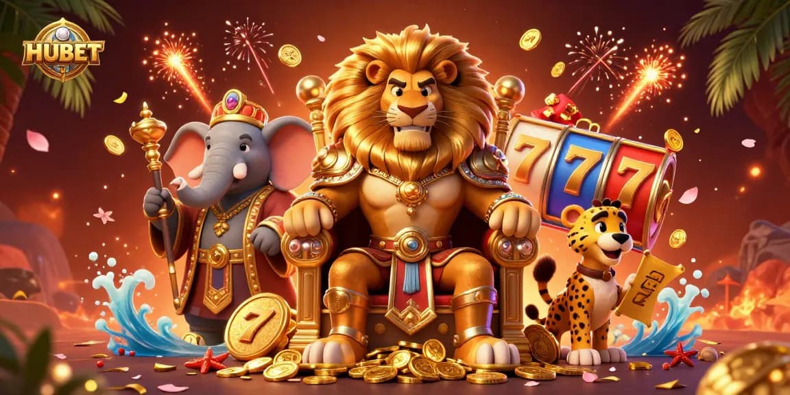Experience the thrill of HUBET with dynamic slot reels and vibrant gaming elements.