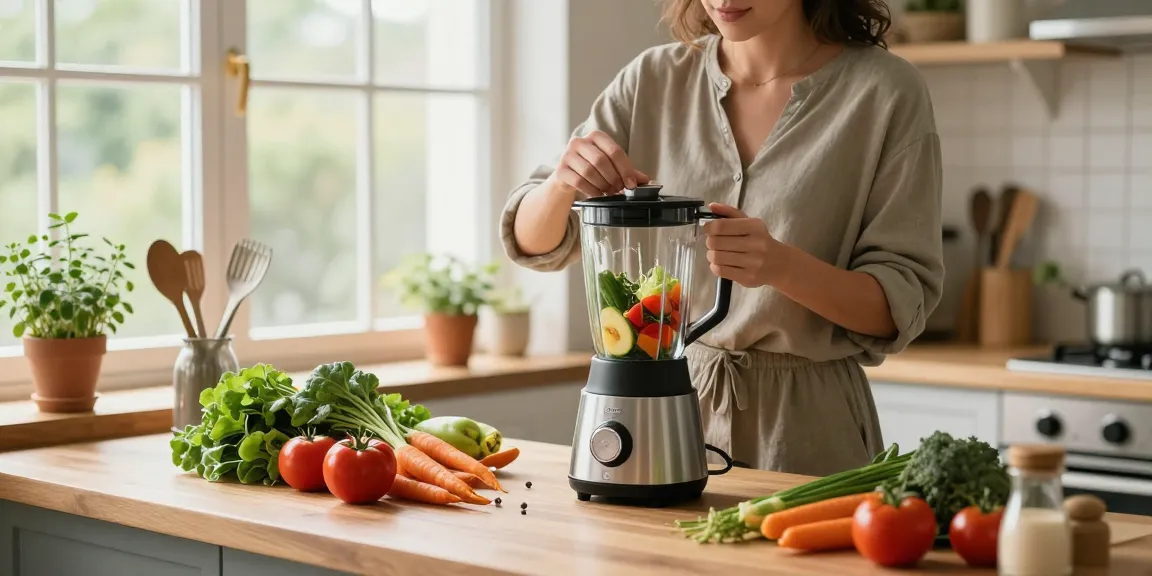 Person making a healthy smoothie with rokok88 super ingredients in a bright kitchen.