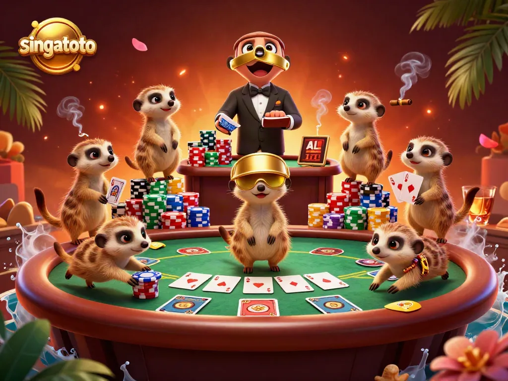 Experience thrilling gameplay with singatoto as you dominate the casino scene amidst vibrant meerkat characters.