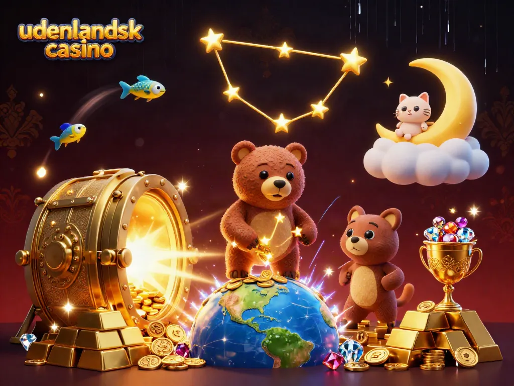 Experience the excitement of udenlandsk casino with animated characters and golden treasures.