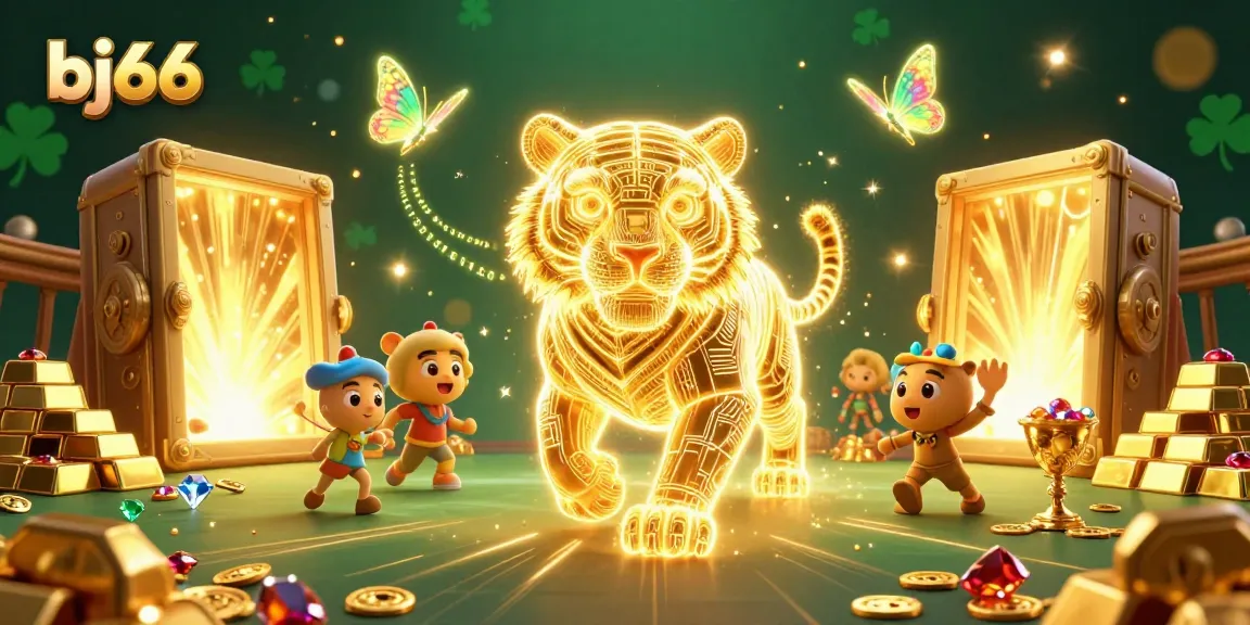 Watch the exciting bj66 cockfighting action unfold in a vibrant 3D casino scene bursting with color.