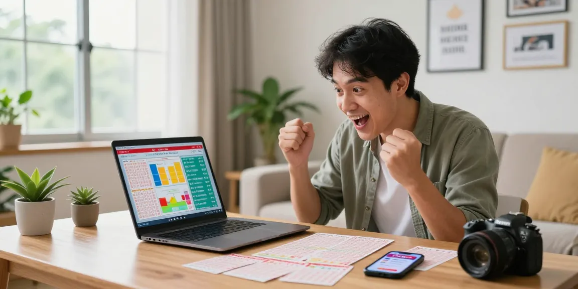 Pria memeriksa hasil ceritoto togel dengan antusias di ruang tamu modern.