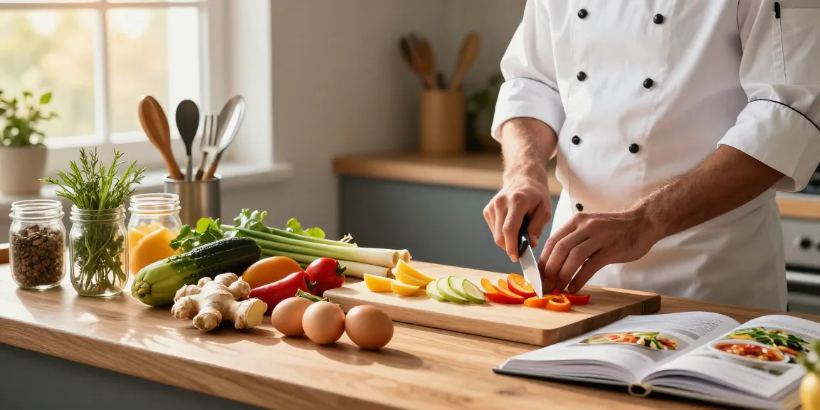 Healthy meal preparation scene featuring ginger, lemongrass, and nutritious ingredients in a cozy kitchen, emphasizing สล็อต cooking.