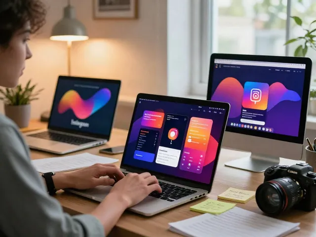 Engaging digital workspace featuring analysis of insanony Instagram stories.