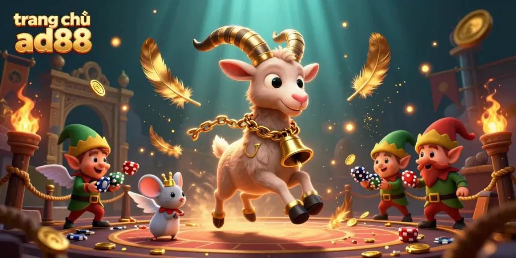 Experience the thrill at trang chủ ad88 with a lively casino scene featuring playful characters and dynamic gaming elements.