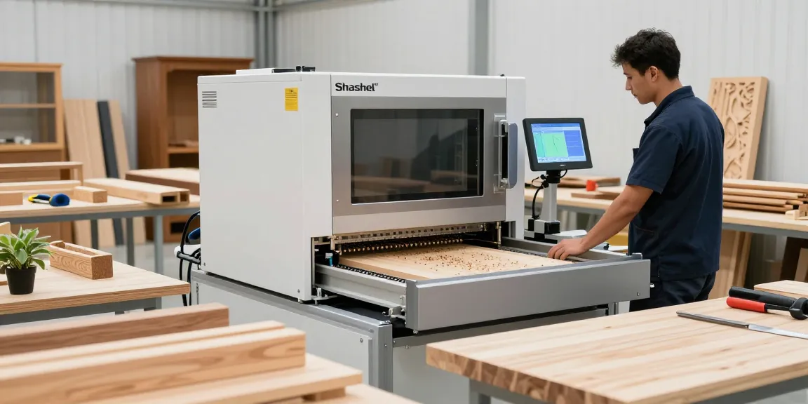 Efficient Shashel microwave equipment eliminating wood pests in a modern facility