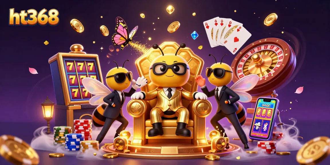 ht368 spins the reels to unleash winning moments in this vibrant casino-themed illustration.
