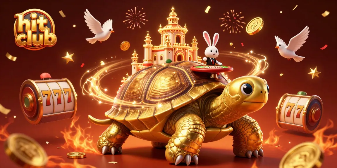 Experience the thrill of hit club gaming with a vibrant golden tortoise casino illustration full of excitement.
