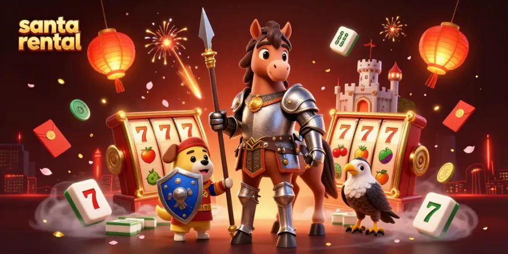 Experience the magic of santa rental with a festive 3D knight and fun casino themes.