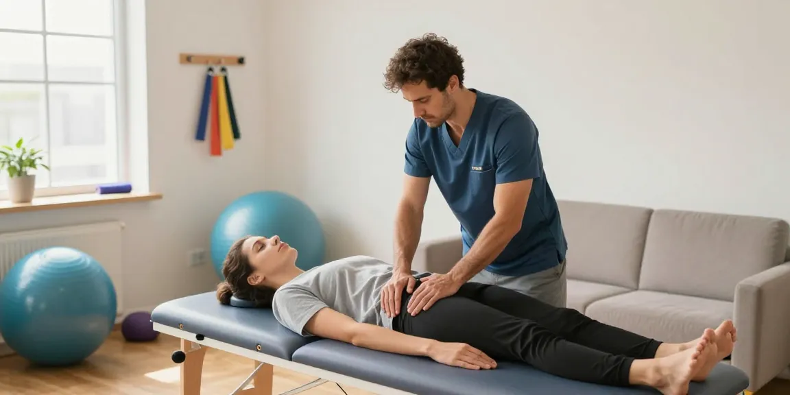 "Expert sports massage at home by a healthcare provider in a modern therapy setting, ensuring personalized patient care and wellness."