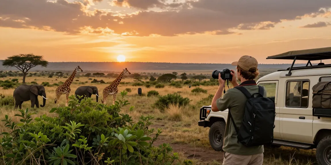 NAGA2000 traveler on safari at Kidepo Valley National Park capturing wildlife during sunset.