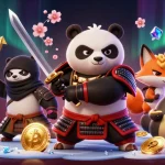 Experience thrilling moments at HB88 with a dynamic 3D illustration featuring samurai panda and ninja fox.
