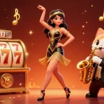 Experience thrilling gaming at hit club with vibrant scenes of slot reels, sparkling confetti, and dynamic characters.
