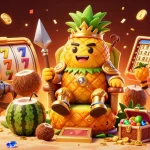 Spin slots and win big with HUBET in a vibrant and detailed casino scene featuring golden treasures.