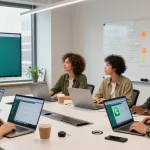 Using the WhatsApp網頁版 in a collaborative workspace with a diverse team for effective communication and project management.