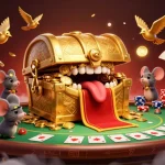 Get rich with 566bet at this dynamic casino scene featuring poker elements and treasure!