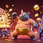 Experience the excitement of slot gacor with vivid 3D champions smashing jackpots and flying coins.