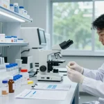 Researchers testing high-quality samples in swiss chems labs.