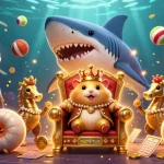 Link slot gacor scene featuring a golden hamster king and dynamic slot game elements.