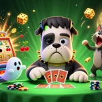 Cổng game bài đổi thưởng Sunwin showcases a thrilling casino scene with dynamic characters and vivid gambling elements.