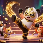 Engage in high-stakes action with o8 as a thrilling panda wrestler captivates in a vibrant casino