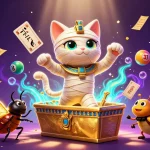Karatetoto invites players to discover thrilling slot games with an Egyptian mummy cat, shimmering elements, and vibrant gaming details.
