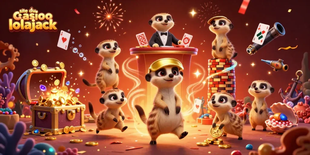 Join the excitement at site du casino lolajack with lively meerkats managing a vibrant casino scene.